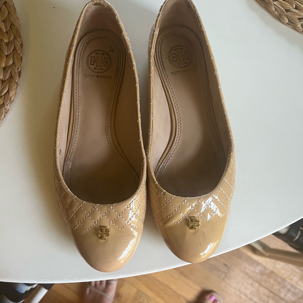 Tory Burch Tan Quilted Flats